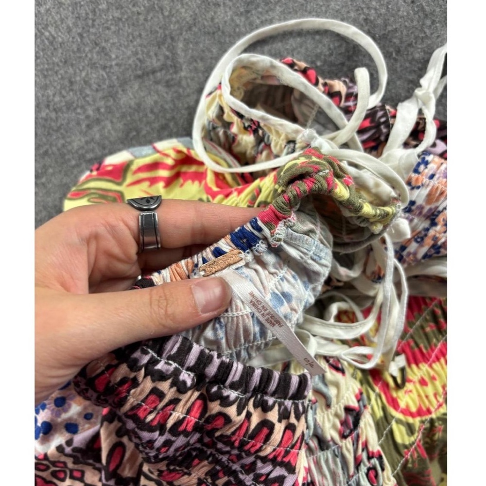 Free People Patchwork Asymmetrical Maxi Dress - Cream, Pink, Orange, Green, Blue - Picture 6 of 16